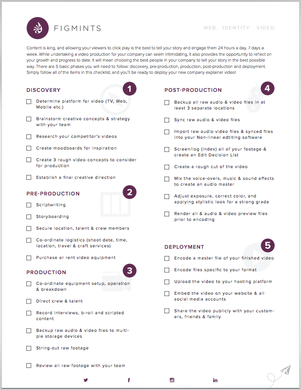 Free Video Production Checklist